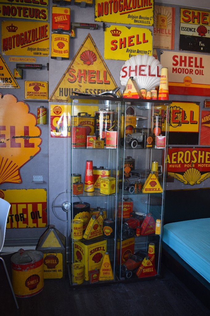lot 5 bidon huile shell BP energol, Collections, Marques & Objets publicitaires, Enlèvement ou Envoi, Utilisé, Panneau publicitaire