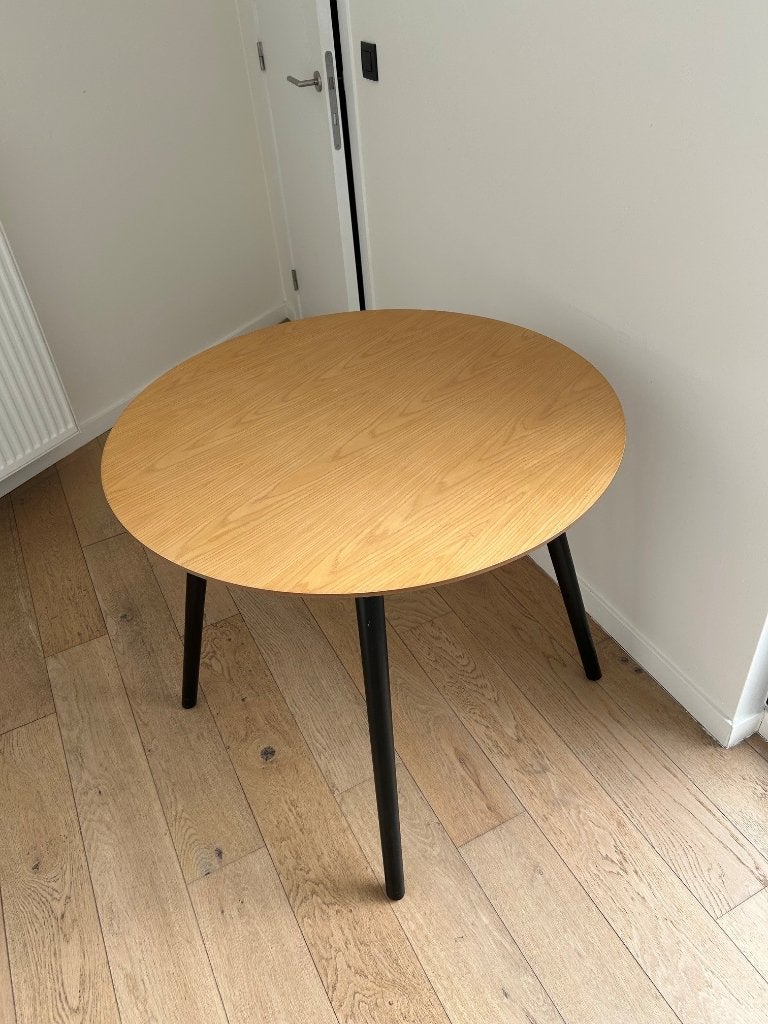 Houten ronde tafel (diameter 90 cm), Huis en Inrichting, Ophalen, 50 tot 100 cm, 50 tot 100 cm, Zo goed als nieuw