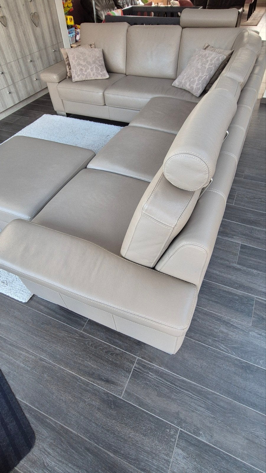 Hoeksalon ,taupe, 3.2 m - 2.45 m, Maison & Meubles, Banc d'angle, Quatre personnes ou plus, Enlèvement, Utilisé