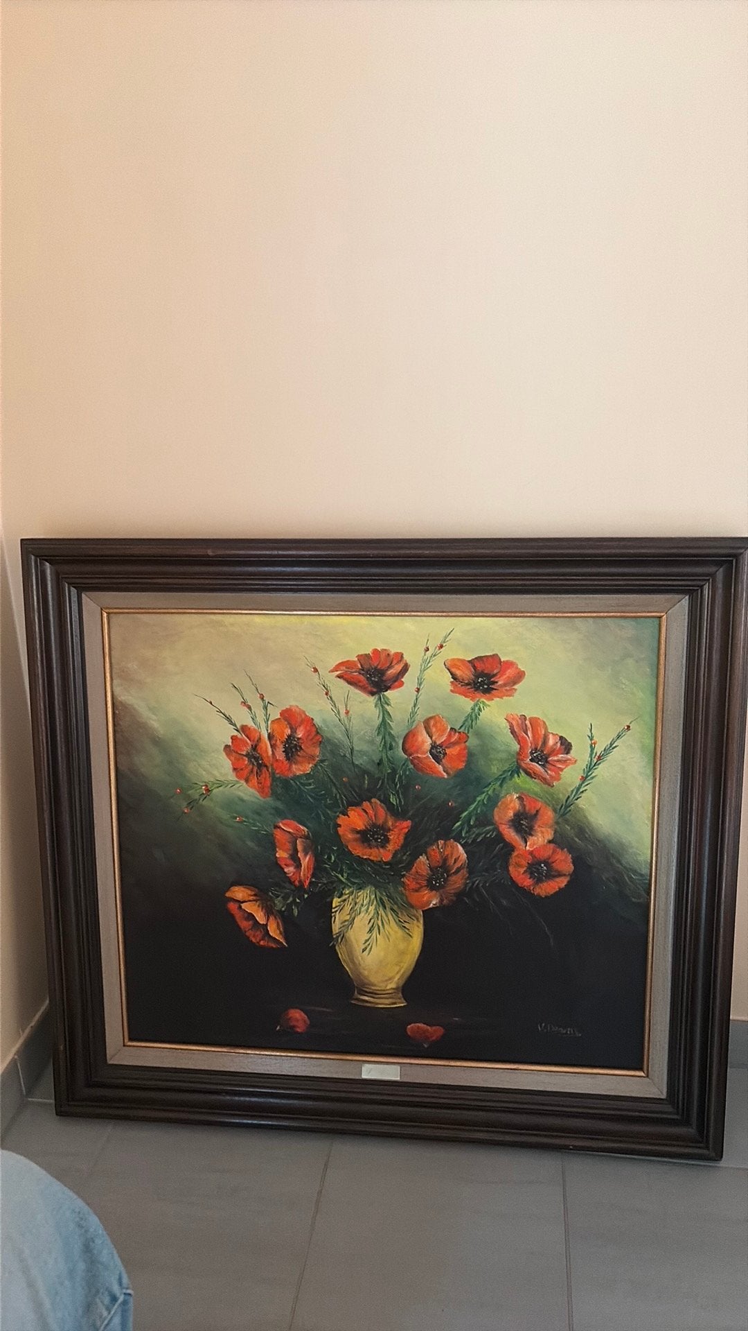 Peinture de V.Devos, Enlèvement, Fleurs