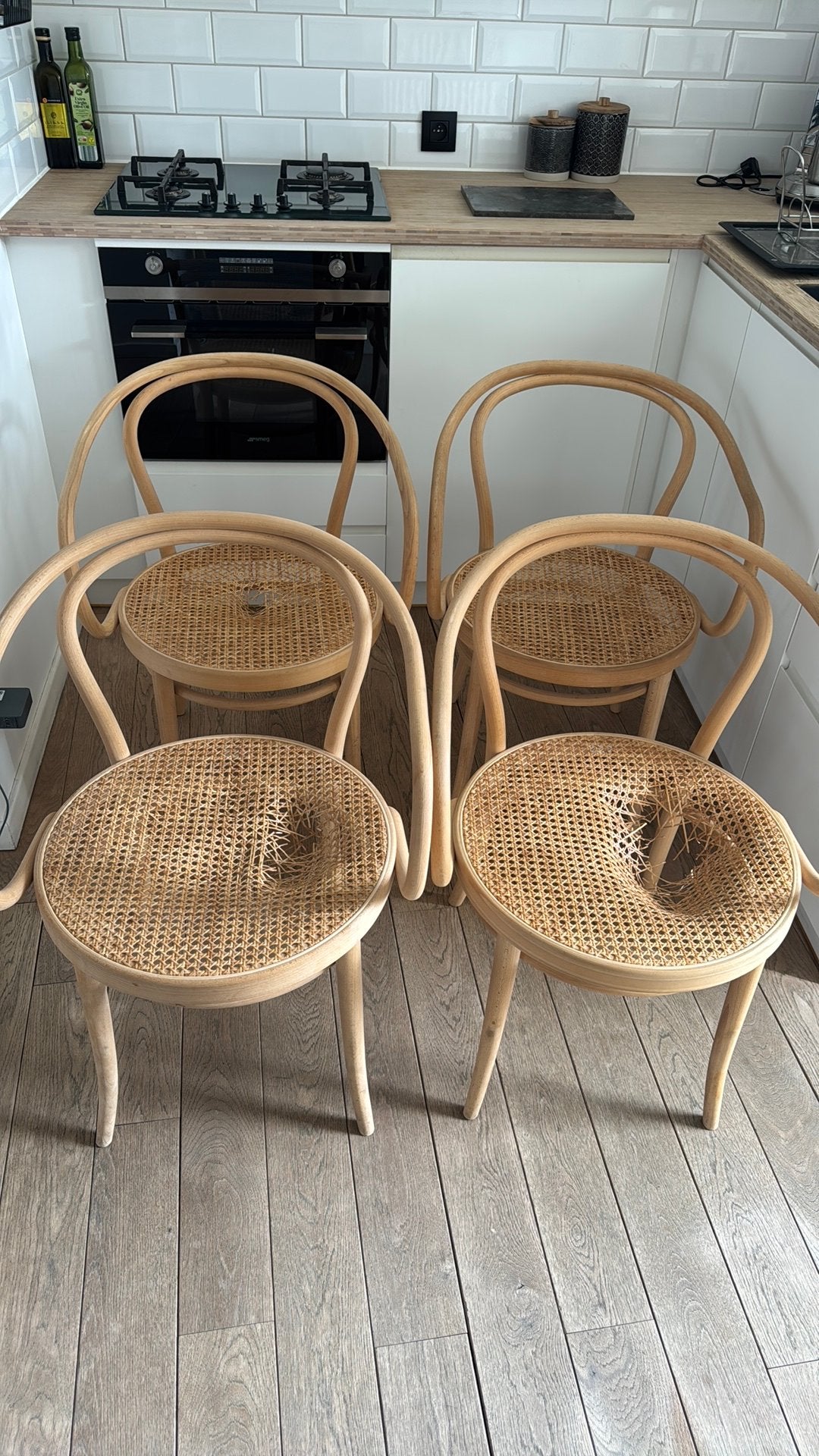 Chaises TON 30 en bois de hêtre naturel avec roseaux, Autres couleurs, Enlèvement, Utilisé, Bois
