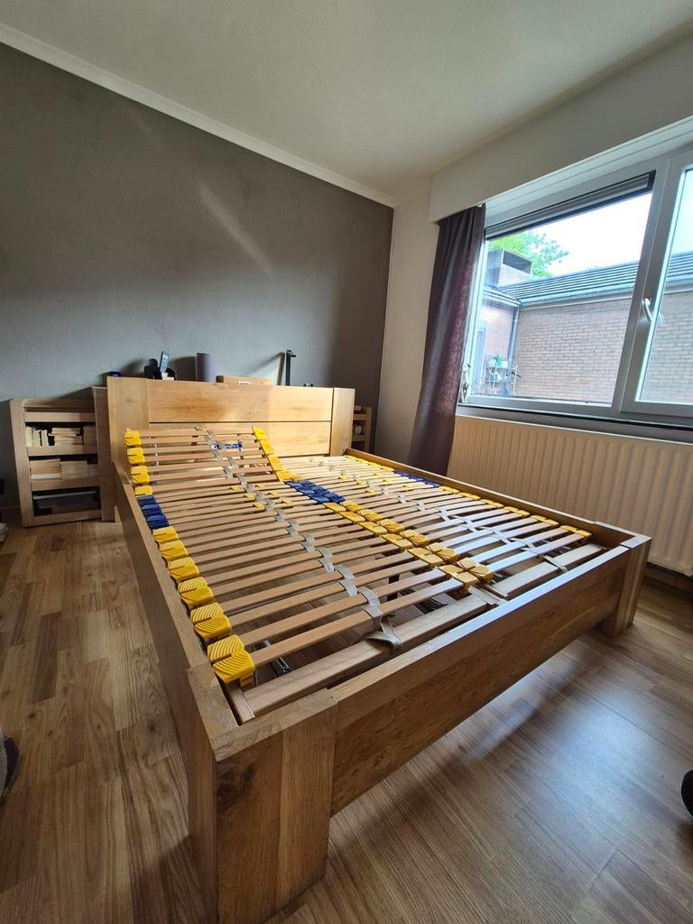 Houten bed 1,60m te koop met bijpassende hoofdlade ikea, Ophalen, Gebruikt, Tweepersoons
