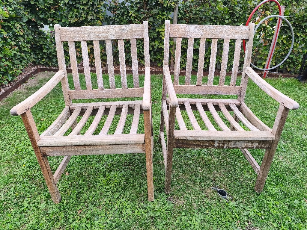 4 tuinstoelen, Tuin en Terras, Ophalen, Gebruikt, Hout