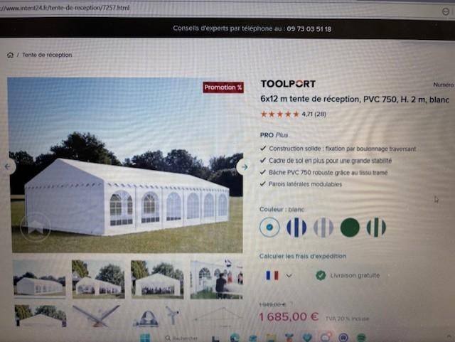 tente de réception, Tente de réception, Comme neuf, Enlèvement, 6 mètres ou plus
