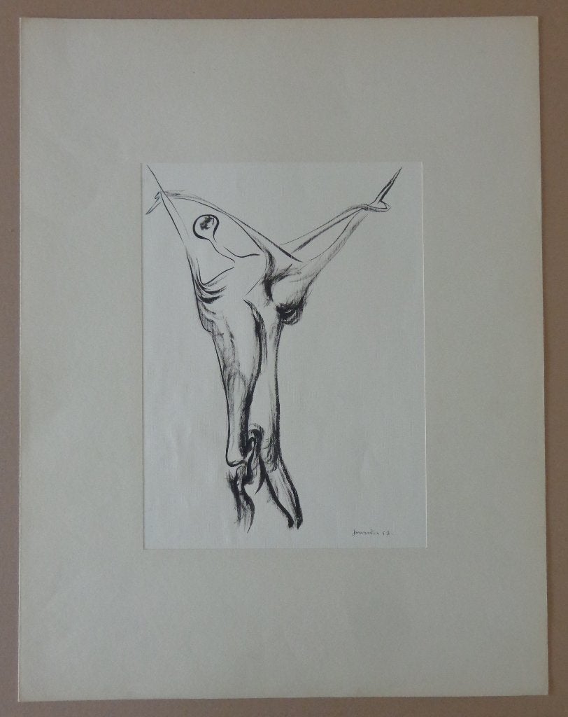 JAN VAERTEN / FIGUUR / ORIGINEEL WERK / 65x50cm / SIG / 1957, Ophalen of Verzenden, Gesigneerd