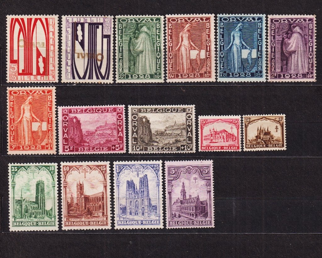 België 1928 volledig jaar, Postzegels en Munten, Verzenden, Postfris, Spoor van plakker