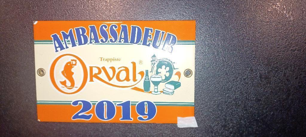 Plaque émaillée ambassadeur orval 2019, Verzamelen, Biermerken, Ophalen, Gebruikt, Reclamebord, Plaat of Schild