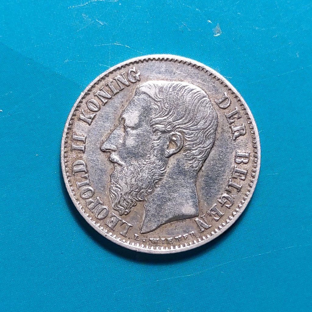 België 50 cent zilver Leopold II 1898 VL - L . WIENFR, Timbres & Monnaies, Enlèvement ou Envoi, Monnaie en vrac, Argent, Argent