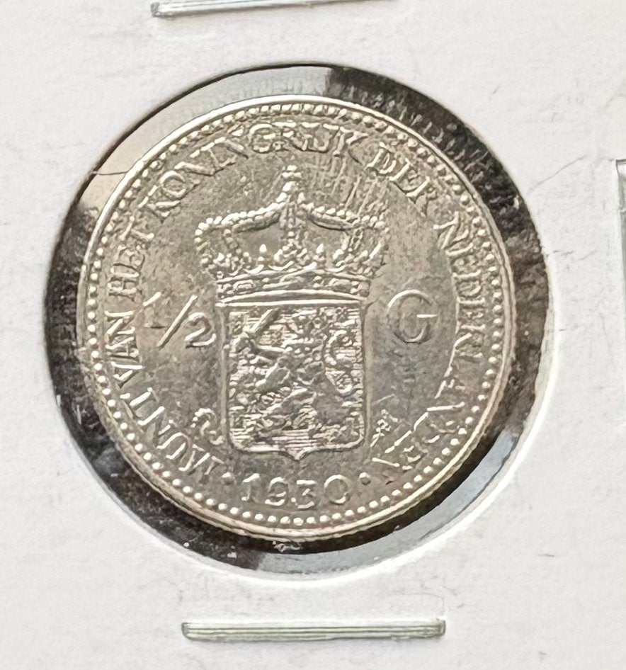Zilveren Nederlandsche 1/2 Florin 1930, Enlèvement ou Envoi, Reine Wilhelmine