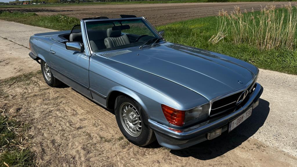 Belgische Mercedes 280SL R107 diamantblauw hardtop 1976, Achat, Cabriolet, 2 portes, Vitres électriques