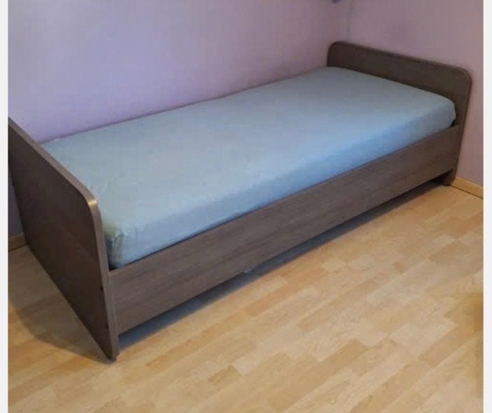 Cadre de lit 90/200, Maison & Meubles, Chambre à coucher | Lits, 90 cm, Gris, Une personne, Enlèvement