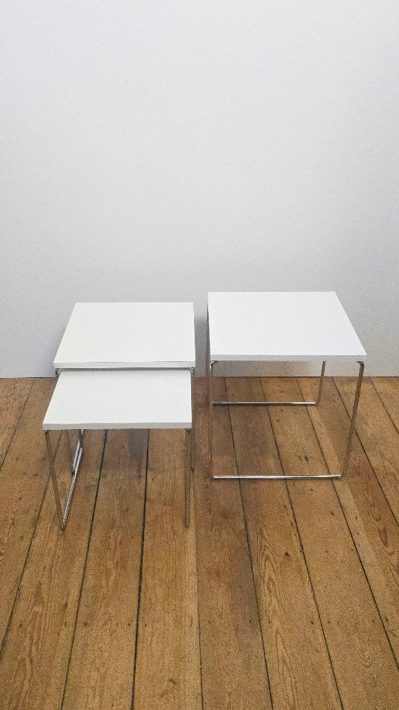 Tables gigognes vintage - BRABANTIA - chrome & bois - 1960, Collections, Enlèvement ou Envoi