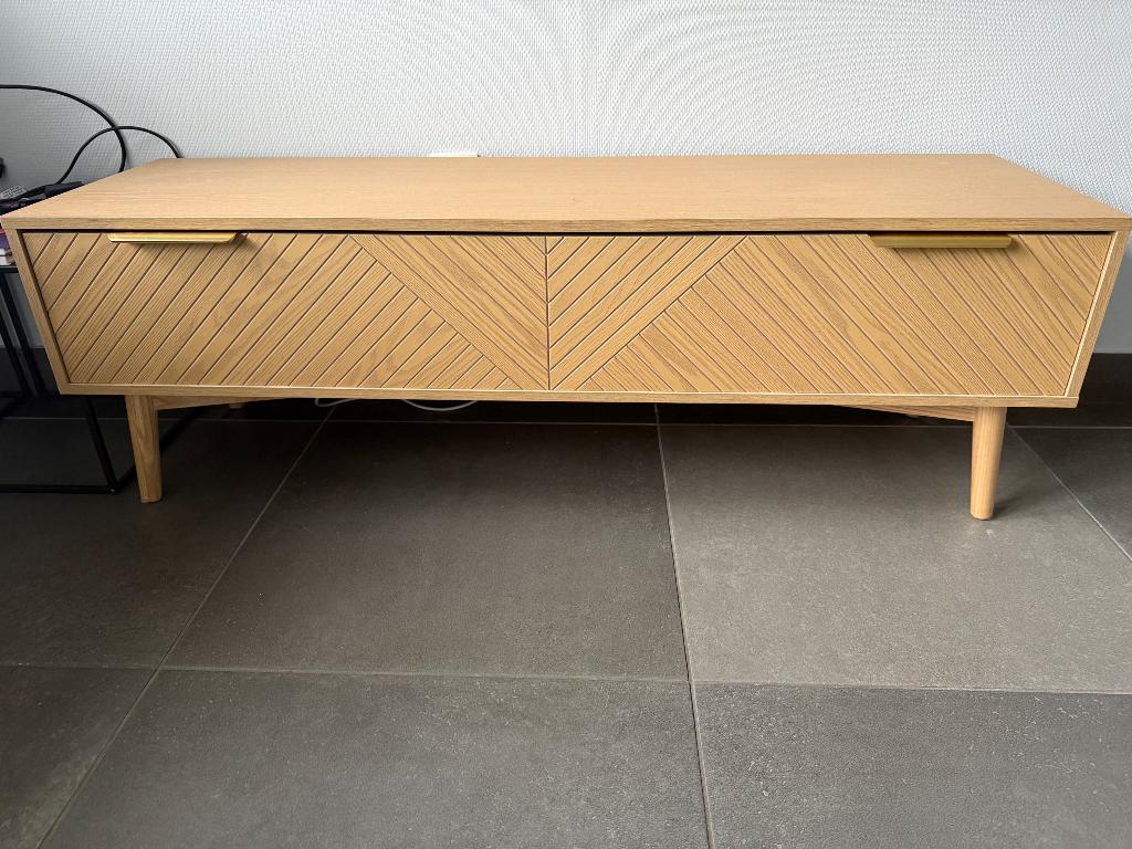 TV Meubel Maison du Monde, Ophalen, 100 tot 150 cm, Eikenhout, Zo goed als nieuw