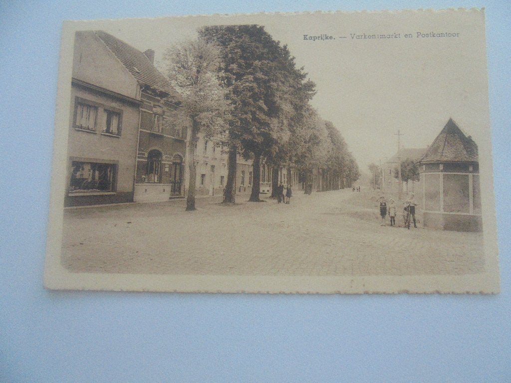 kaprijke - varkensmarkt en postkantoor, Ophalen of Verzenden, 1940 tot 1960, Ongelopen, Oost-Vlaanderen