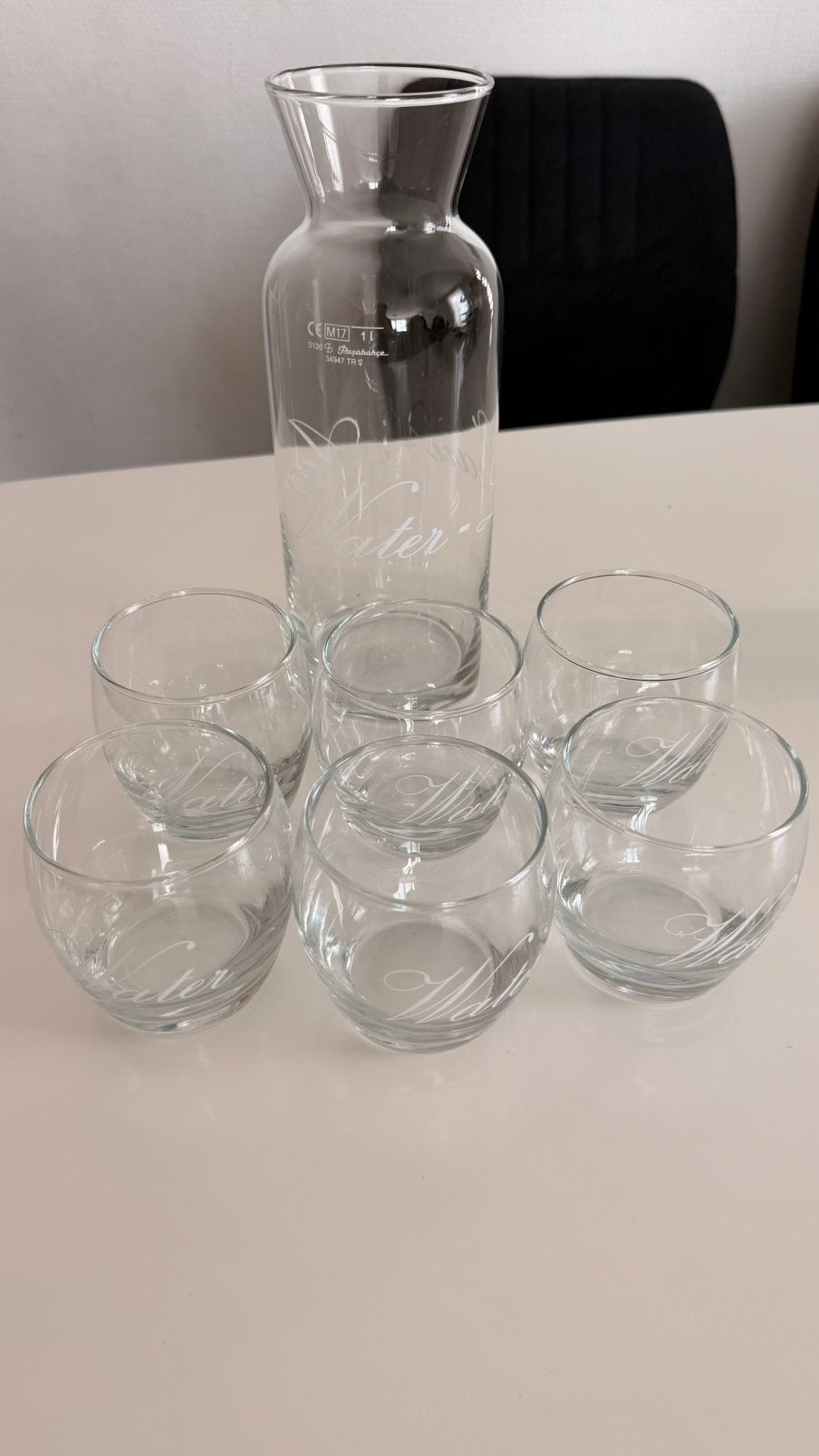 Waterkaraf met 6 glazen – set, Ophalen of Verzenden, Zo goed als nieuw