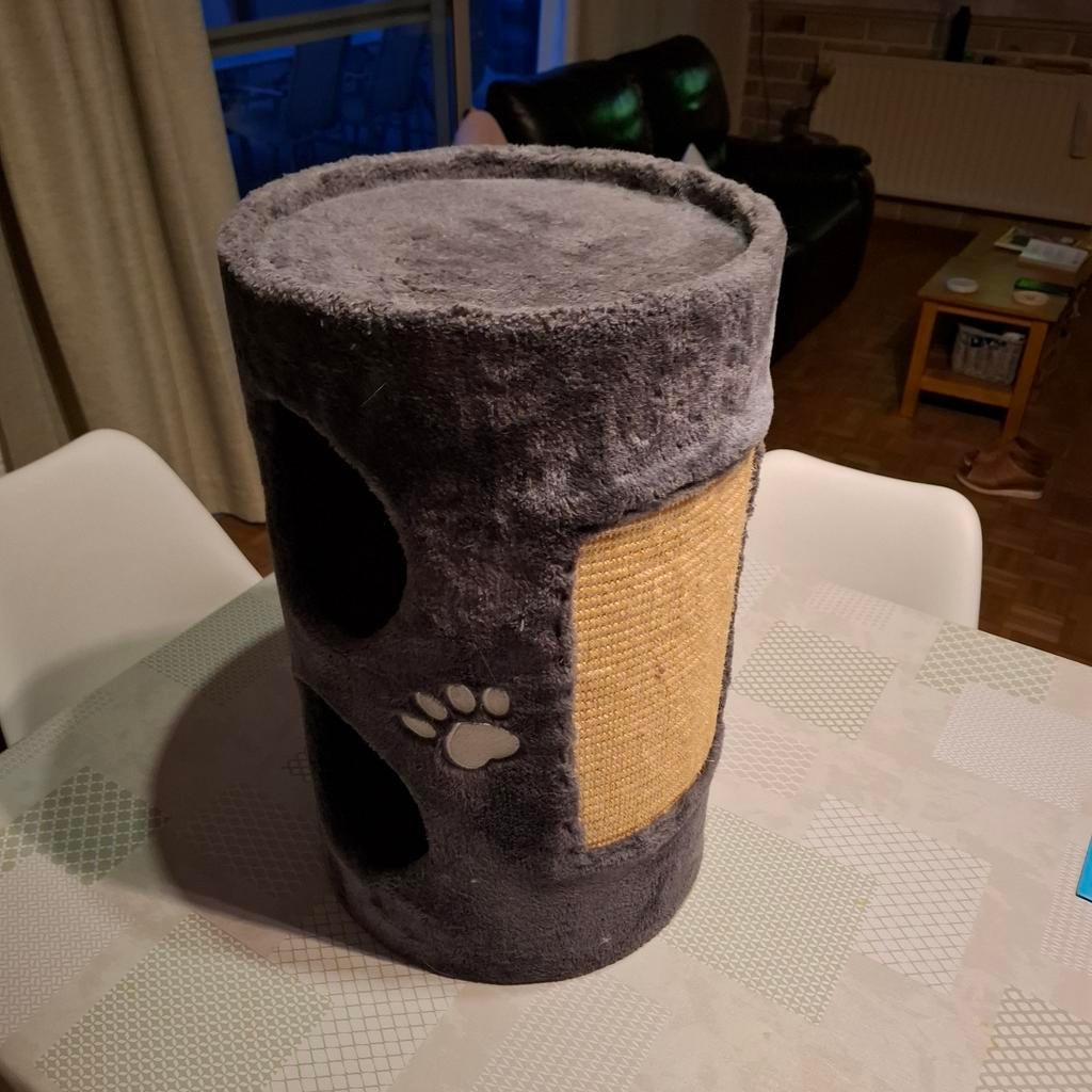 Griffoir pour chat et niche pour chat gris, Enlèvement, Comme neuf, Griffoir