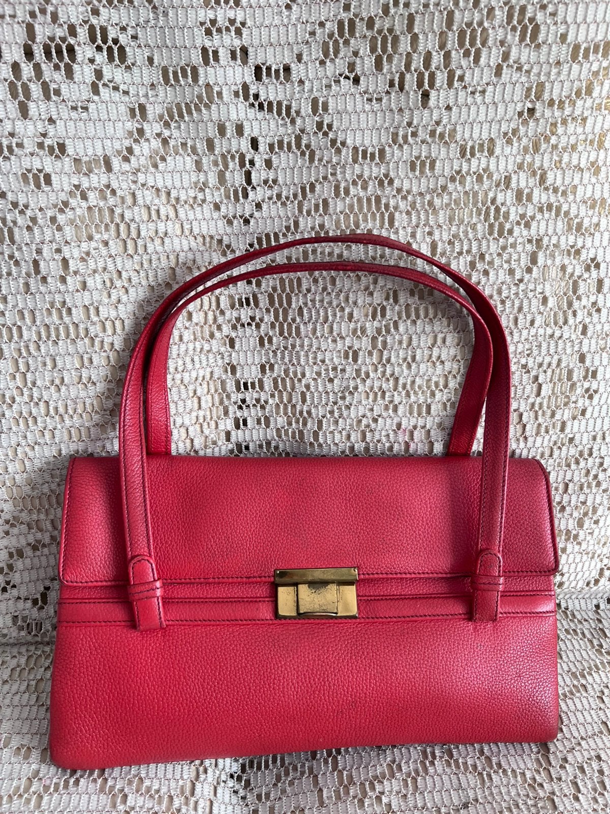 Sac DELVAUX vintage cuir rouge, Enlèvement ou Envoi, Comme neuf, Rouge