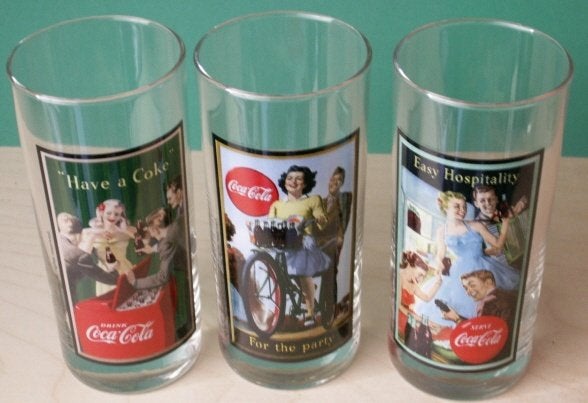 Complete set 3 Coca Cola glazen uitgegeven 125 jaar Coca-Col, Ophalen of Verzenden, Nieuw