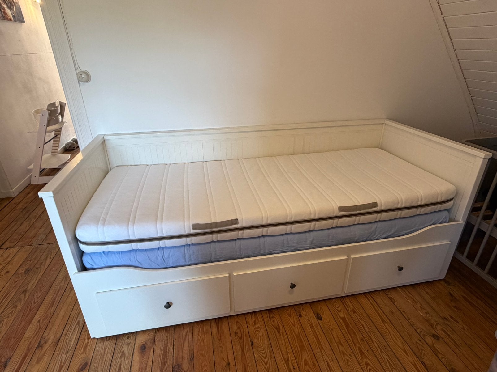 Bedbank Hemnes 80/200 met dubbele matras, Maison & Meubles, Chambre à coucher | Lits, Une personne, Comme neuf, Enlèvement, 80 cm