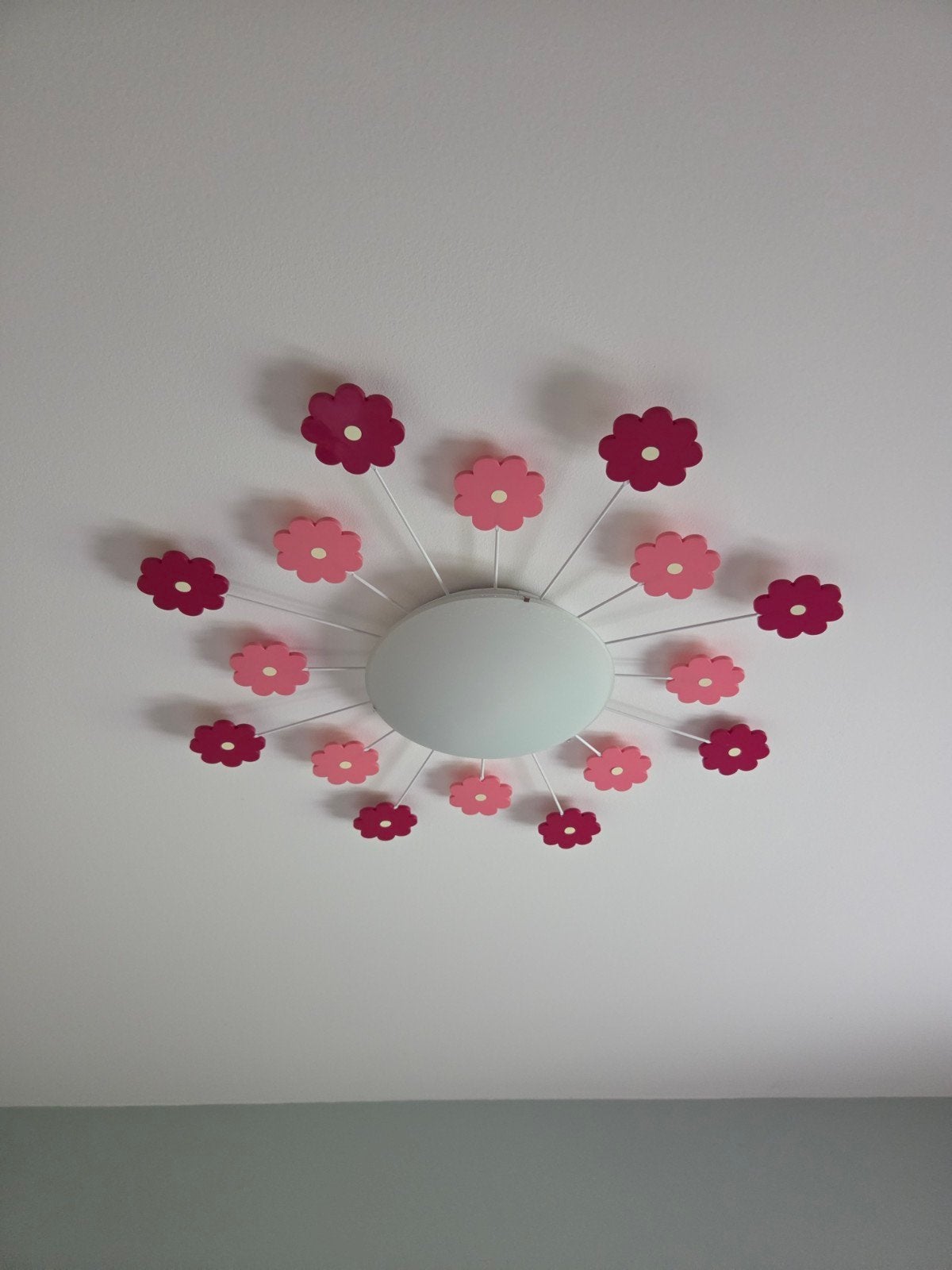 2 kinderlampen met bloemen die licht geven in donker, Ophalen, E27 (groot), Zo goed als nieuw, Glas