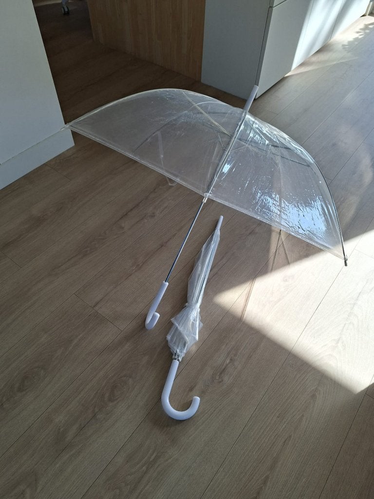 2 transparante paraplu's, Ophalen, Zo goed als nieuw