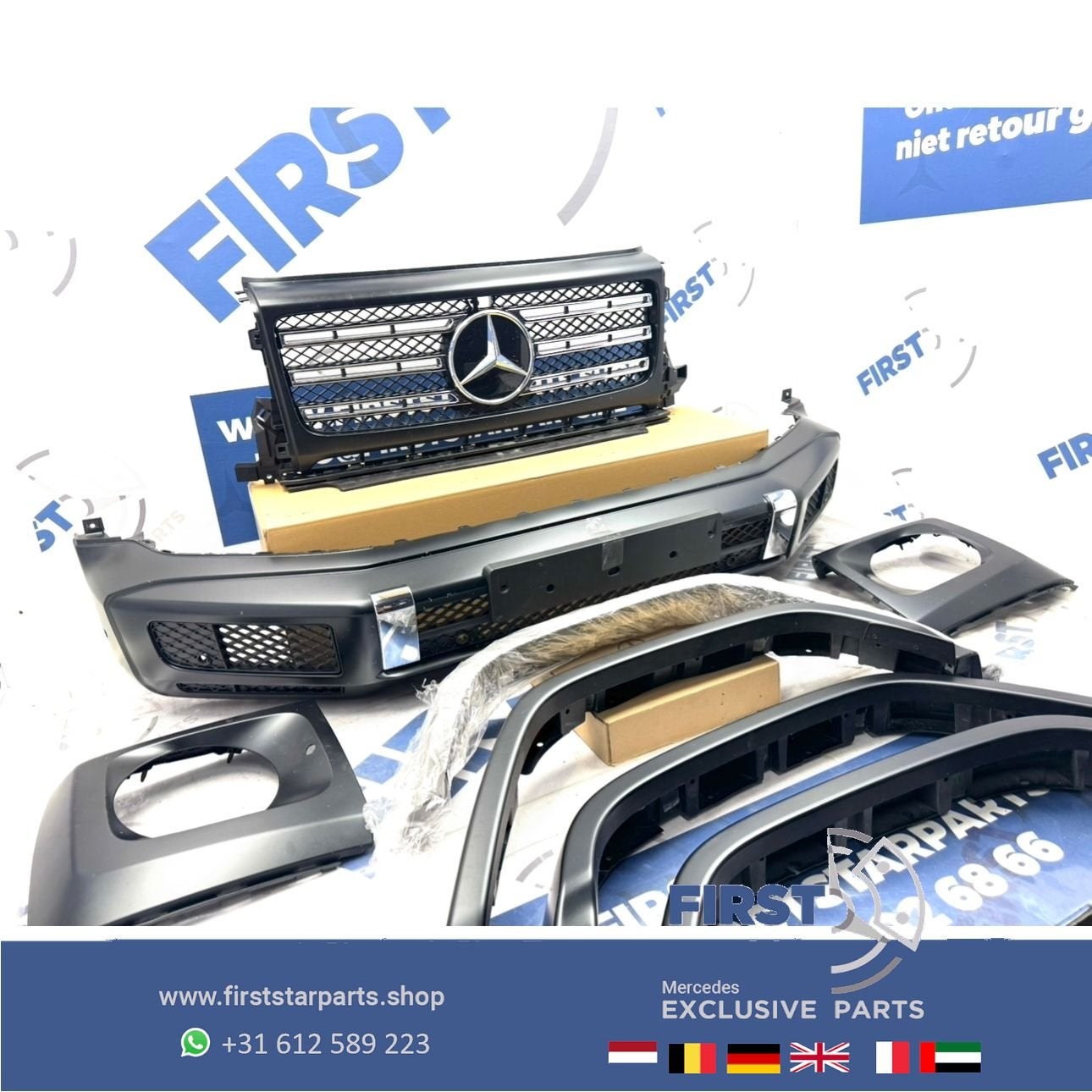 W463 G500 VOORBUMPER + GRIL + WIELKAST VERBREDERS origineel, Utilisé, -, Avant, -