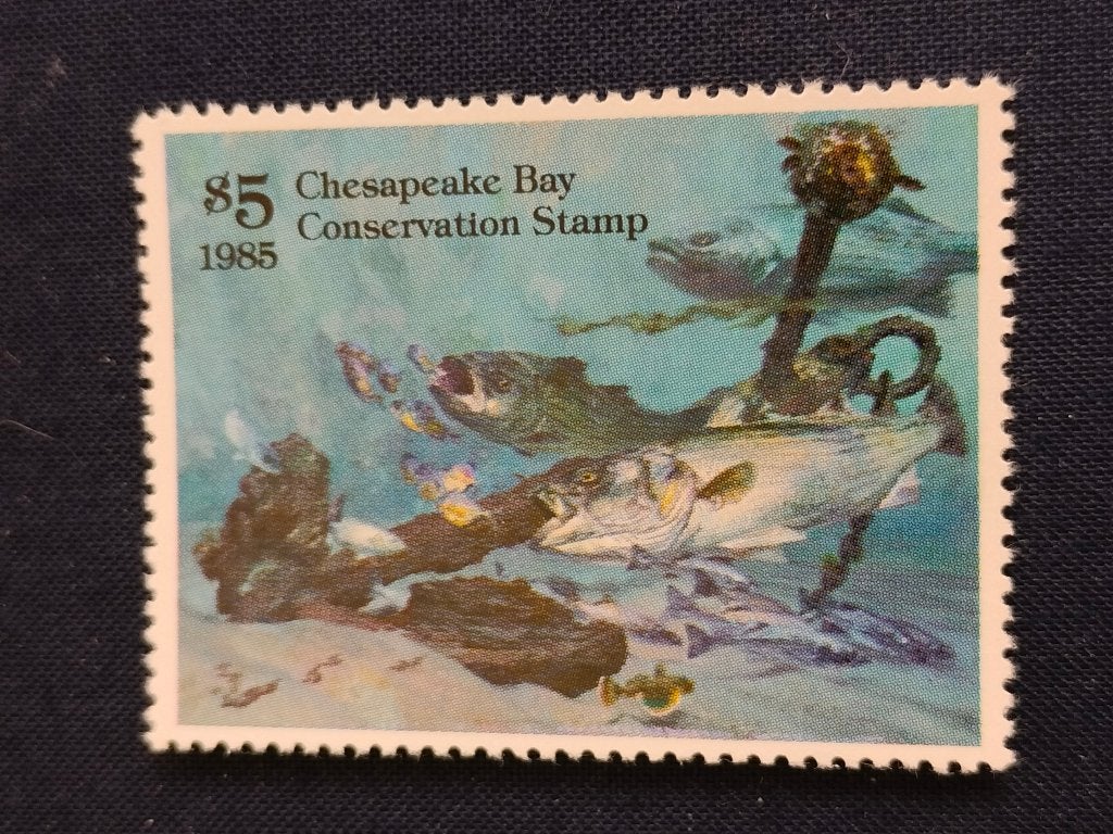 Chesapeake Bay Conservation Stamp 1985 - vissen, Verzenden, Gestempeld, Noord-Amerika