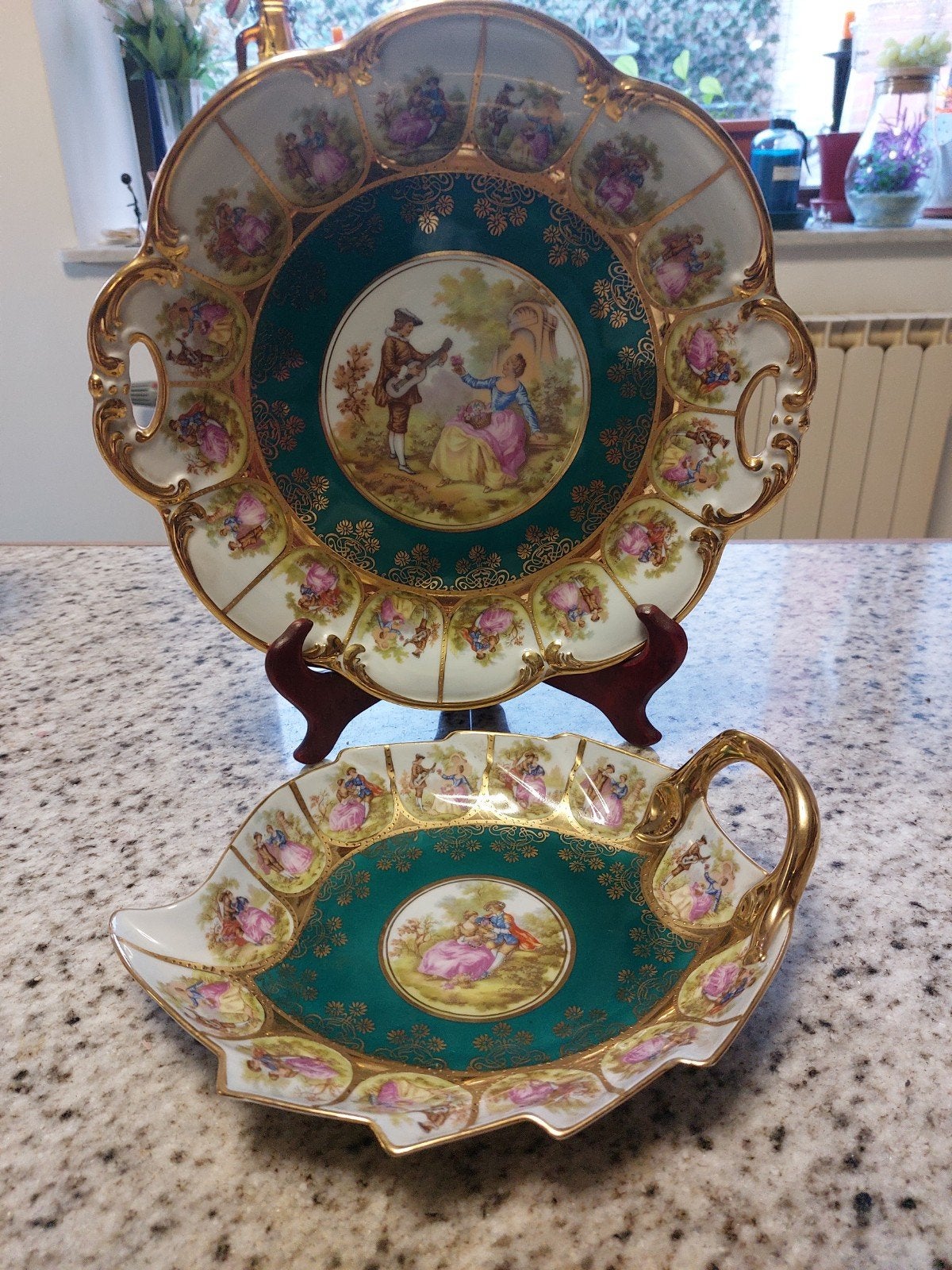 Ensemble 2 pièces en porcelaine Vieux Calsbad signés, Antiek en Kunst, Ophalen