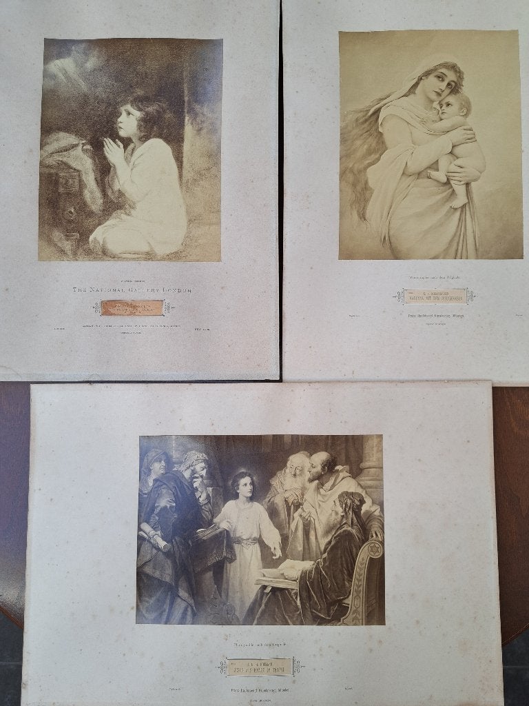 Set van 3 antieke Franz Hanfstaengl kunstdrukken (ca. 1900), Antiquités & Art, Art | Lithographies & Sérigraphies, Original, Enlèvement ou Envoi