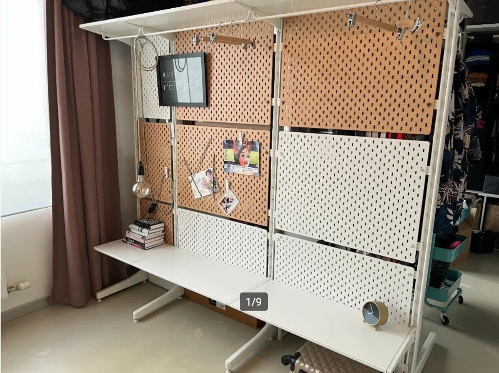 Wandmeubel met bureau of make-up tafel en kledingrek, Huis en Inrichting, Ophalen, Zo goed als nieuw