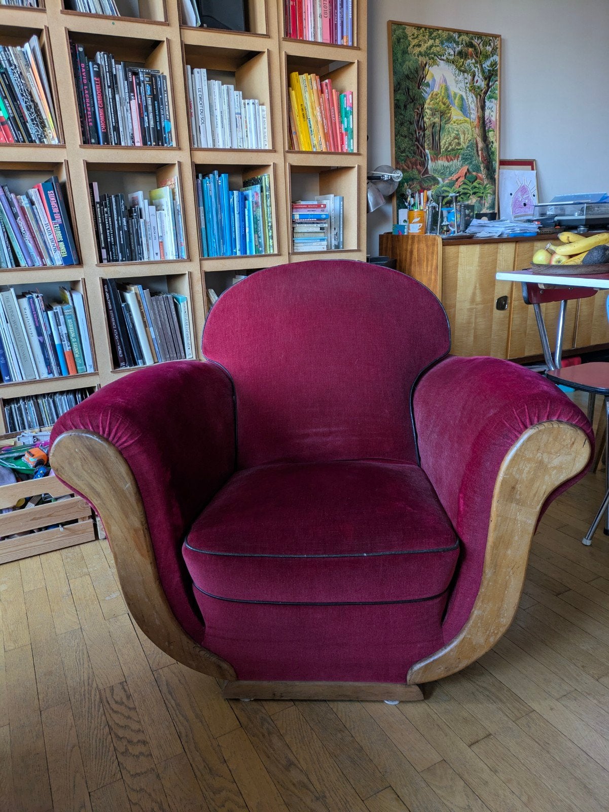 Fauteuil rouge velour, Huis en Inrichting, Fauteuils