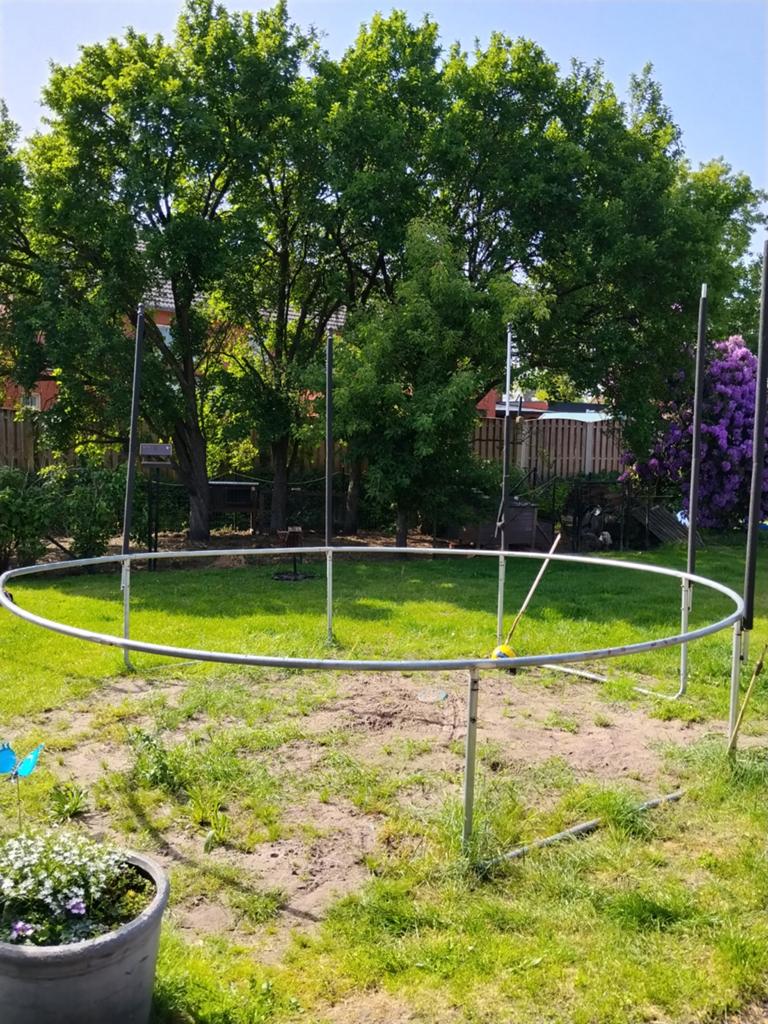 ENKEL trampolinezeil met veren 4,10m diameter, Ophalen