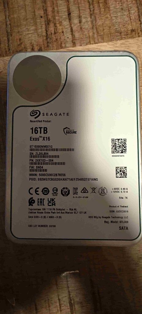 Disque dur Seagate 16T 7200Tr/m EXOS X16, Enlèvement ou Envoi, Interne, Comme neuf, Seagate