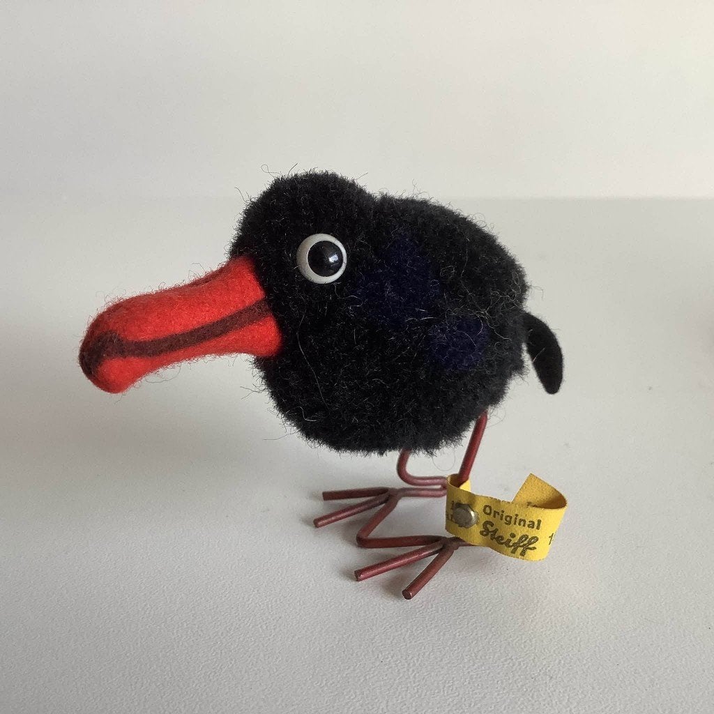 Schattig vintage wollen Steiff pomponraafje "Hucky", Ophalen of Verzenden