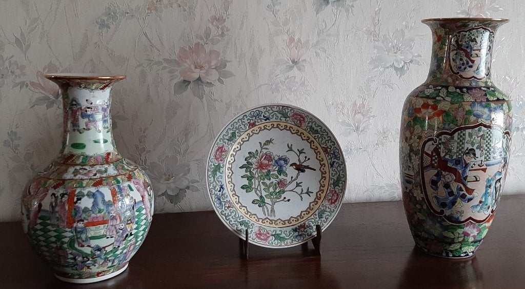 Chinese porseleinen vazen + bord, Ophalen