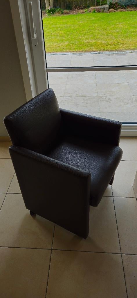 4 bruine kuipzetels, Huis en Inrichting, Fauteuils, Ophalen, Gebruikt, Leer