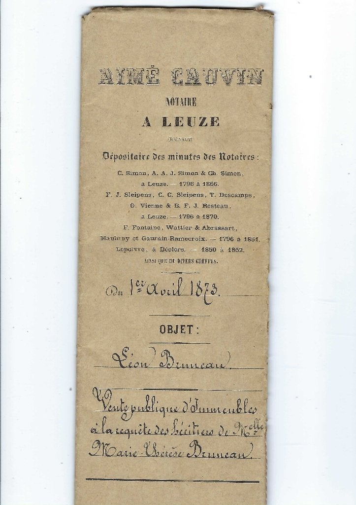 Ancien document notarié 1873, Envoi, Utilisé