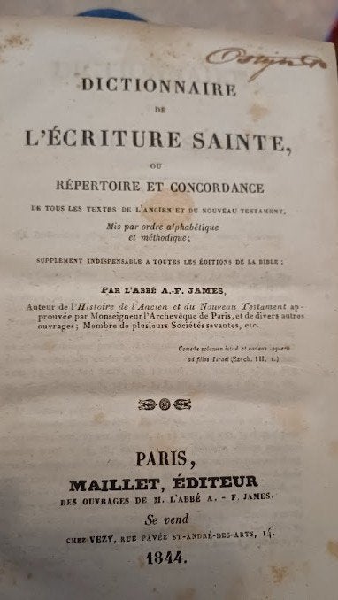 Dictionnaire de l'Ecriture Sainte 1844, Enlèvement, Abbé James