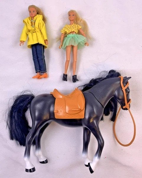 Lego Scala poppen set zwart paard ruiter vintage accessoires, Compleet, Overige thema's, Verzenden, Lego