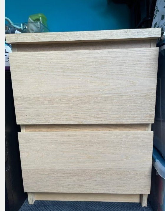Malm Ikea table de nuit chêne claire 2tiroirs, Enlèvement