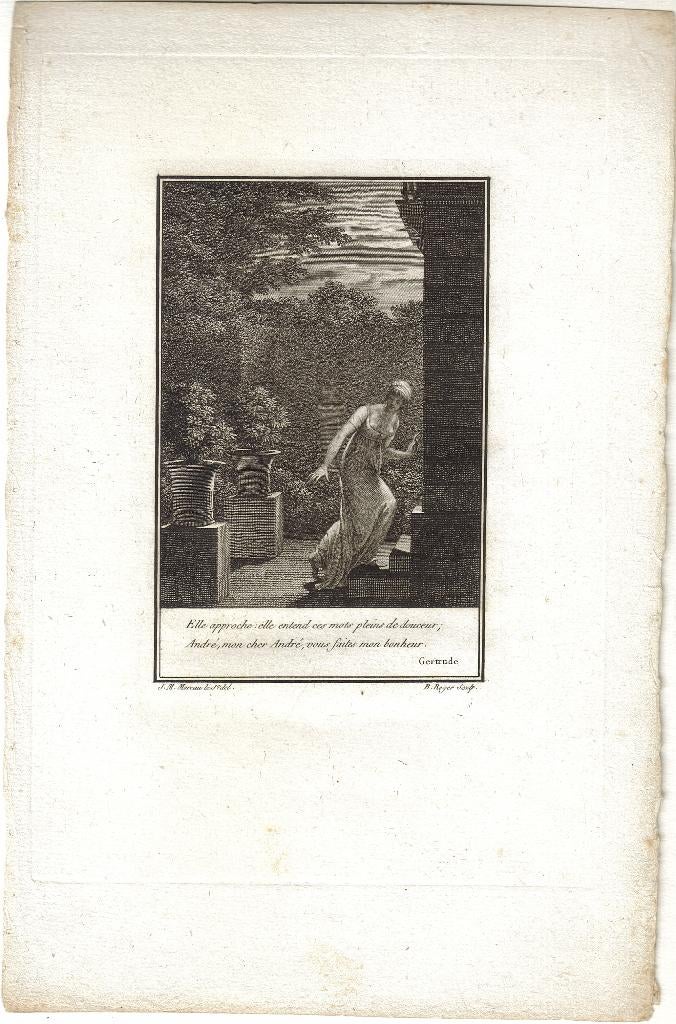 Barthelemy Roger stippelgravure "Gertrude Elle Approche", Ophalen