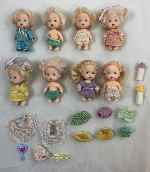 Tyco Quints Poppen Set van 8 Vintage 1991 Babypoppen, Verzenden, Zo goed als nieuw, Babypop