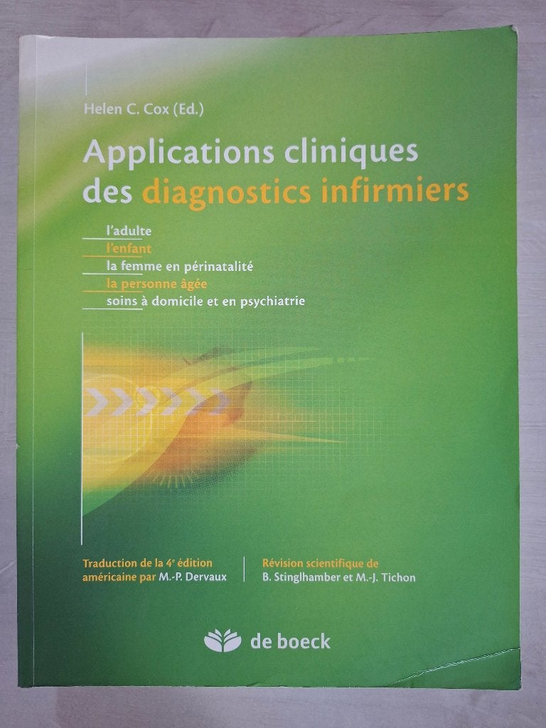Livre "Applications cliniques des diagnostics infirmiers", Livres, Enlèvement, Utilisé, Enseignement supérieur professionnel, De boeck