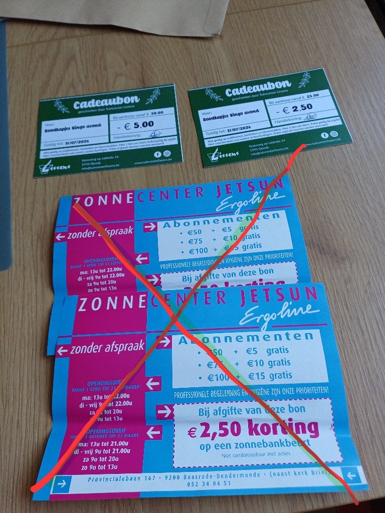 Gratis bon lissens planten winkel in buggenhout, Eén persoon, Kortingsbon, Overige typen