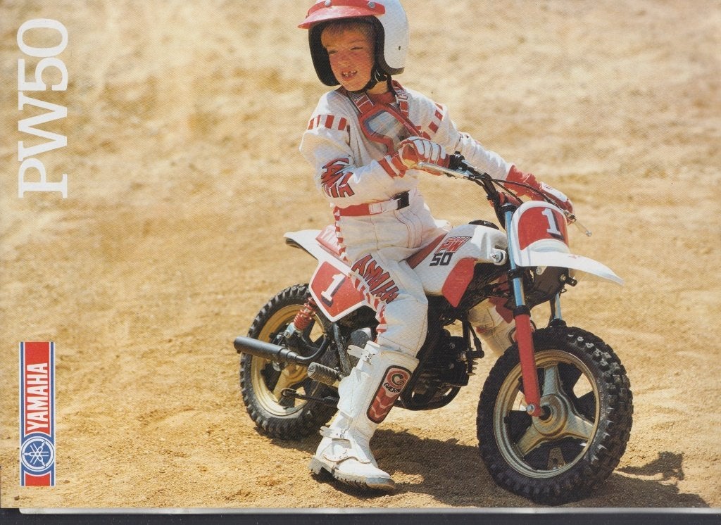 1986 Yamaha PW50 minibike brochure publicitaire collection, Verzenden, Gelezen