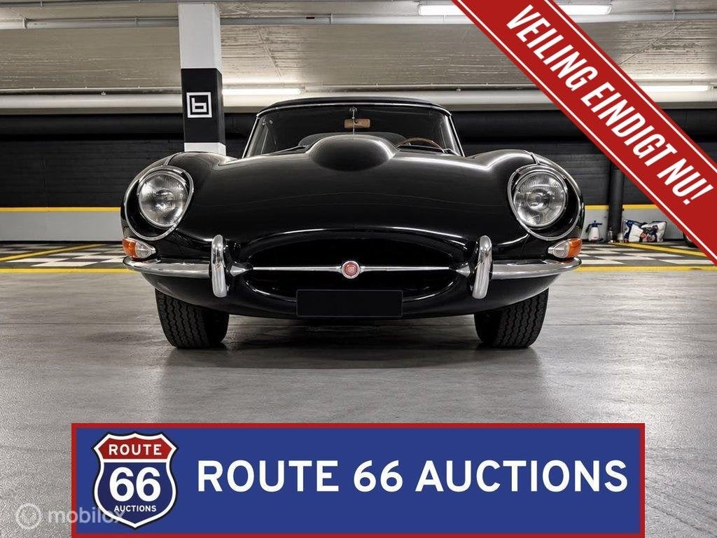 Jaguar E-Type Series 1.5 Cabriolet | 1968 | Route 66 Auction, Auto's, Zwart, Bedrijf, Handgeschakeld, Overige carrosserie