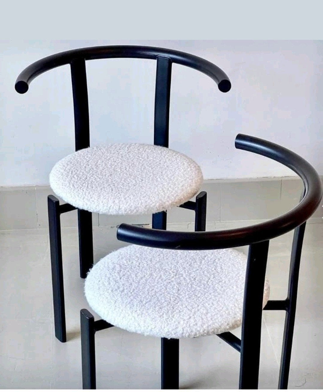Set 4 Vintage Postmodern stoelen '80 Japandi / Space Age, Enlèvement, Noir, Métal