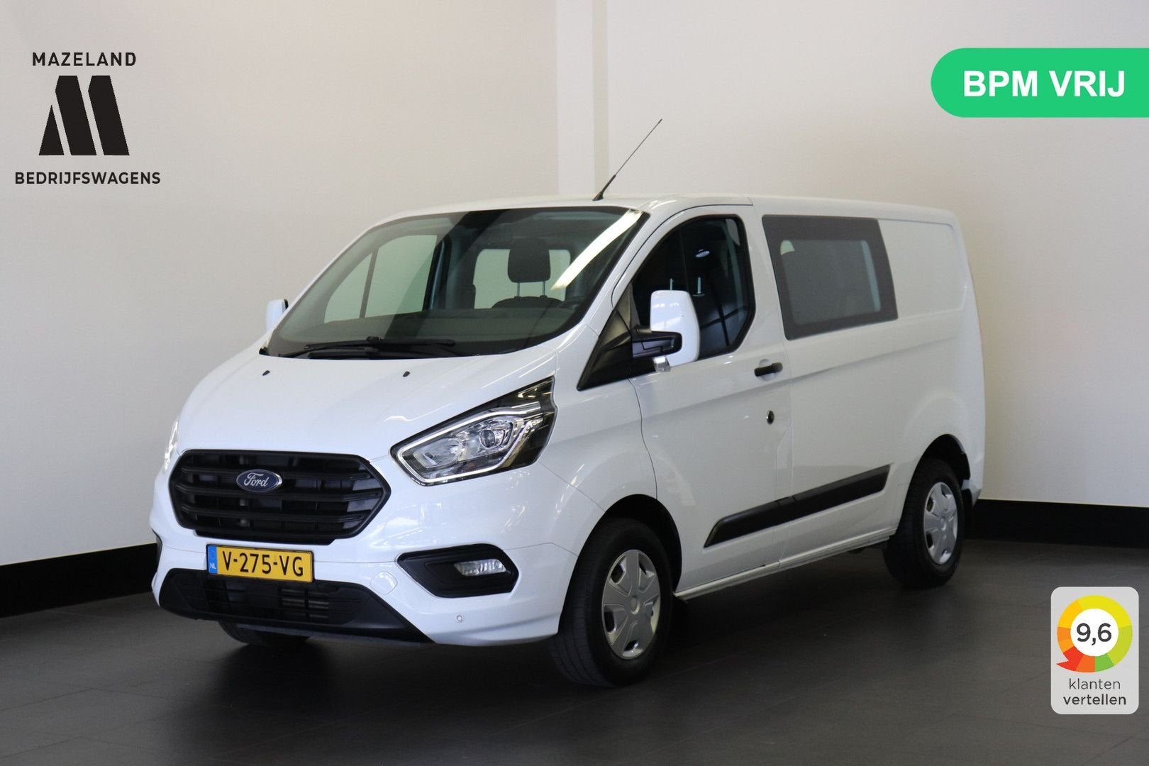 Ford Transit Custom 2.0 TDCI Dubbele Cabine EURO 6 - Airco -, Auto's, Bestelwagens en Lichte vracht, Wit, Bedrijf, 165 g/km, Ford