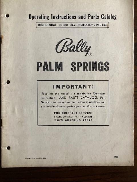 BALLY BINGO PALM SPRINGS manual, Verzamelen, Ophalen of Verzenden, Zo goed als nieuw