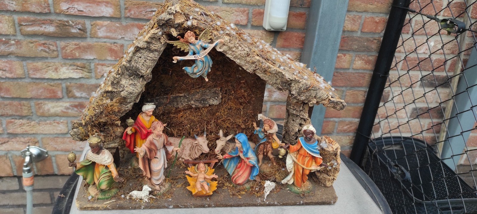 Traditionele Italiaanse kerststal compleet met vintage beeld, Ophalen of Verzenden